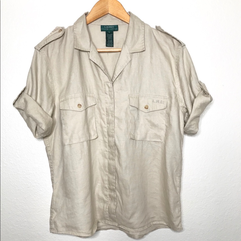 Lauren Ralph Lauren 100% Linen Button Front Shirt - Picture 1 of 8